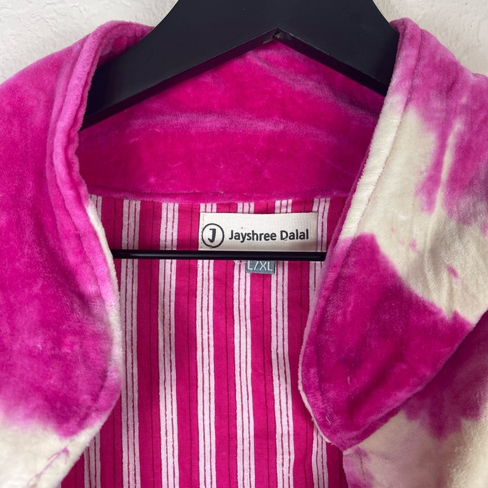 Jayshree Dalal Velvet Tie Dye Stripe Jacket Size L/XL - Picture 3 of 6